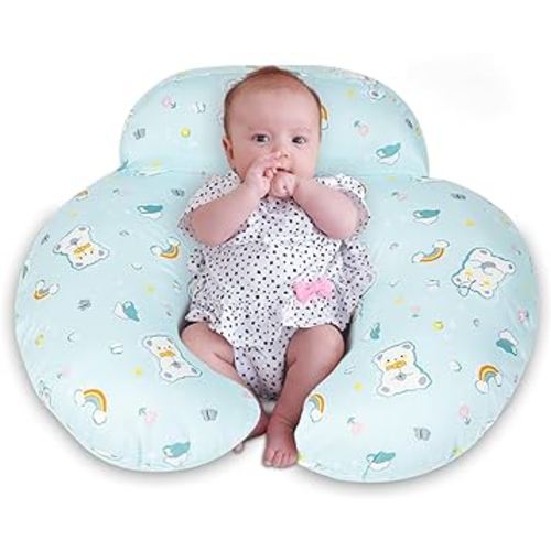 Nursing Pillow for Breastfeeding, Plus Size Ergonomic Breastfeeding Pillows Support for Mom and Baby, with Removable Nursing Pillow Cover, Machine Washable,Cambridge Blue