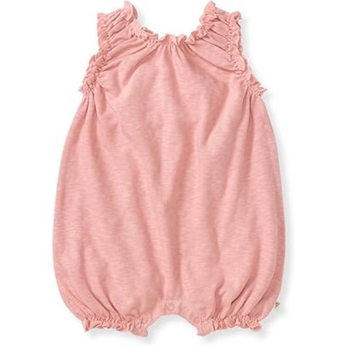 Burt's Bees Baby Baby Girls Romper - 100% Organic Cotton, One-Piece Shortall Girl Outfit for Sizes Newborn to 24 Months