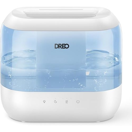 DREO 4L Humidifiers for Bedroom, 28dB Quiet Top Fill Supersized Cool Mist Humidifier for Baby Large Room, Oil Diffuser and Nightlight, 32H Runtime, Ultrasonic Humidifier for Home, Nursery, Plants