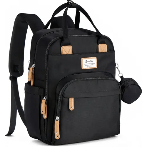 RUVALINO Diaper Bag Backpack - Multifunction Travel Back Pack Maternity Baby Changing Bags, Diaper Changing Totes, Large Capacity, Waterproof and Stylish, Baby Travel Essential, Black