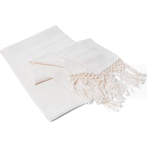 Mexican Rebozo Shawl, Ideal for Natural Birth, Doula Massage, 98.5", Ivory