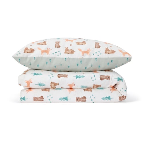 Cotton Reversible Cot Quilt Cover Set, Woodland - Anko