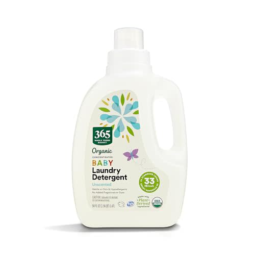 365 by Whole Foods Market, Organic Concentrated Baby Laundry Detergent, Unscented, 33 HE Loads, 50 Fl Oz