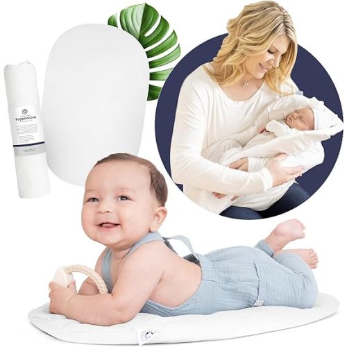 Montessori Baby Topponcino | Multifunctional Authentic Montessori Design | Simple Newborn Holding & Feeding Baby Support Pillow | Clean Infant Tummy Time Mat (Organic, Pure White)