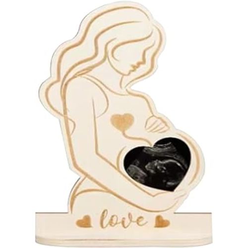 H&W Heart Ultrasound Picture Frames,Baby Sonogram Picture Frame,Wooden Ultrasound Frame for Pregnant Women,Ultrasound Photo Frame Maternity Gifts for First Time Moms