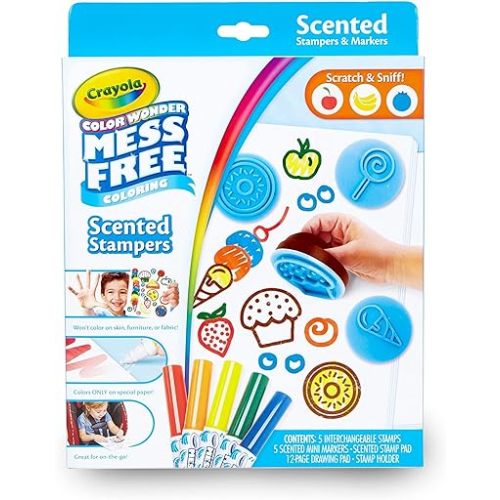 Crayola Color Wonder Scented Markers & Stamps Set, Mess Free Coloring for Toddlers, Gifts for Kids 3+