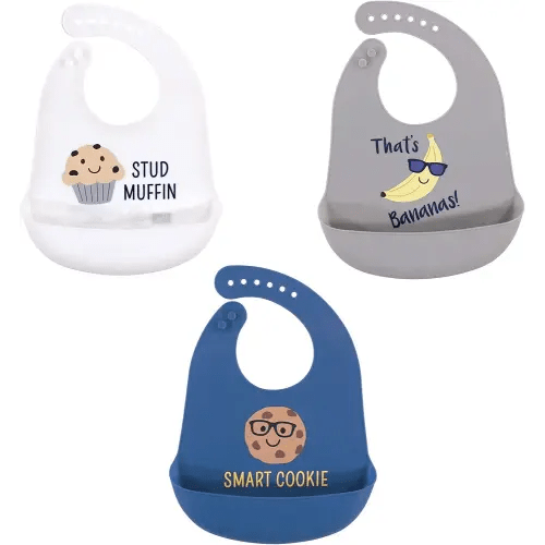 Hudson Baby Unisex Baby Silicone Bibs, Stud Muffin 3-Pack, One Size