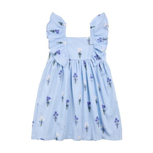 Bouquet Print Ruffle Crinkled Jersey Dress, 6M