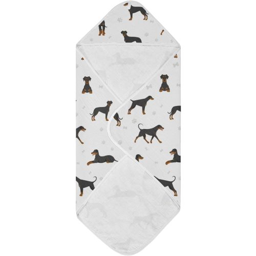 vvfelixl Baby Hooded Towel Doberman Pinscher Dog Absorbent Baby Towels Cotton Soft Bath Towel for Infant, Toddler 35X35In - Multicolor - 35x35in