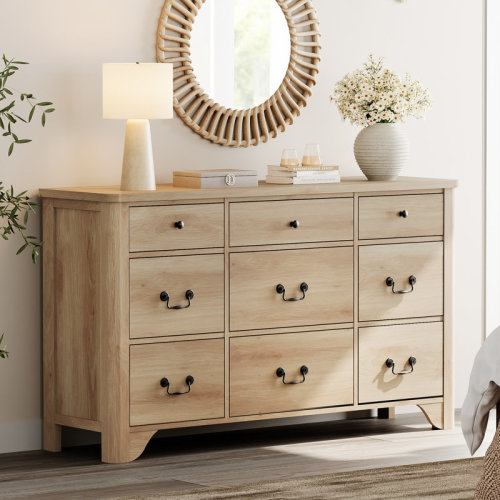 Lark Manor™ Haikey Dresser For Bedroom With 9 Drawers,Modern Wide Chest Of Drawers & Reviews | Wayfair