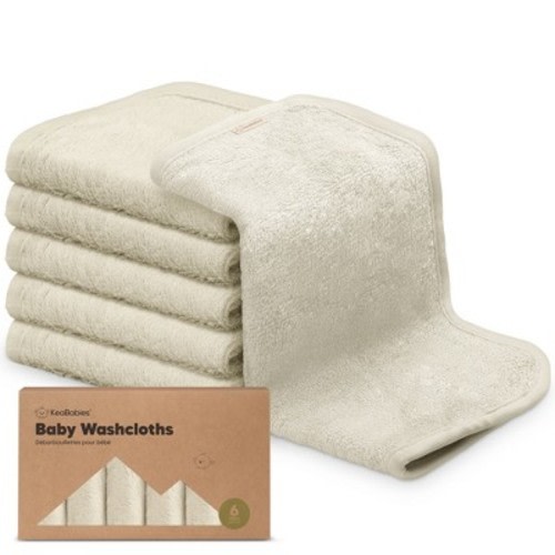 6pk Deluxe Baby Washcloths, Organic and Soft Baby Wash Cloth, Baby Bath Towel, Face Cloths, Color: Stone