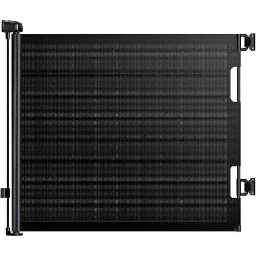 HAMOPY Retractable Baby Gate, 33" Tall, Extends up to 55" Wide, Durable Auto-Lock Baby Gates for Stairs, Mesh Dog Gate and Child Safety Gates for Doorways, Hallways, Indoor, Outdoor(Black)