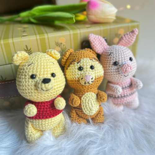 Winnie the Pooh characters, Gift for babies, Mini stuffed animals toy, baby gift, Piglet, Tigger, Winnie, Hanmade toys for kids, Knit toys