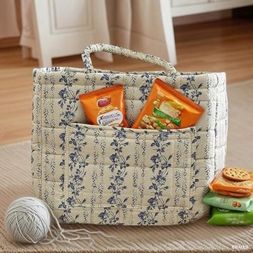 Storage Basket Boho Fabric Large Collapsible Floral Laundry Nursery Hamper Portable Folding Storage for Clothes Toys (Vine-Blue C)