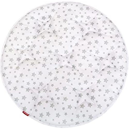 Kids Round Play Mat for Baby, D=40'' Indoor Playhouses Quilted Mat, Round Area Rug for Toddlers and Kids Nursery Room Decor, White Star