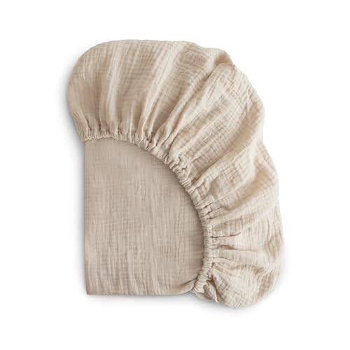mushie Extra Soft Muslin Fitted MINI Crib Sheet | 24"x 38" (Fog)