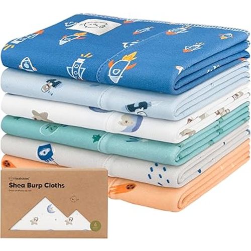 Organic Burp Cloths Baby Boy, Girl - 6-Pack Large Cotton Burping Cloths for Babies, Spit Up Rags, Super Absorbent, Ultra Soft Newborn Cloth Rag, Gender Neutral, Machine Washable, Durable (Cosmo)