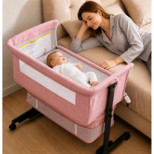 Kmaier Baby Bassinet 3 in 1 Foldable Portable Crib,6 Adjustable Height,with WheelsBaby Bassinet Rocking-,Pink : Target