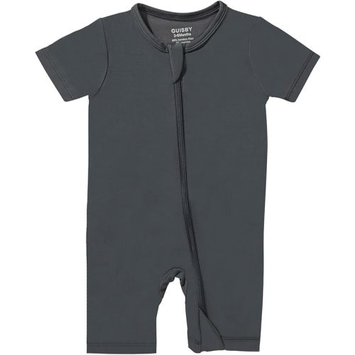 GUISBY Rayon made from bamboo Baby Pajamas Short Sleeve Footless Rompers 2 Way Zipper Sleeper for Baby