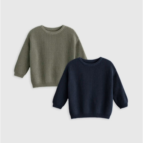 12M - 100% Organic Cotton Fisherman Tunic Sweater 2-Pack - Baby Girl