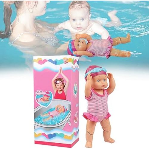 2025 New Packaging Waterproof Swimmer Doll,Backstroke Swimming Electric Water Baby for Pool,for Pools/Bathroom Play (2025 New Upgrade)