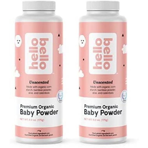 Hello Bello Organic Baby Powder I Talc Free Dusting Powder for Babies and Kids I Hypoallergenic, Nourishing, Vegan & Cruelty Free I Unscented I 12.2 FL Oz (2 Packs of 6.1oz)