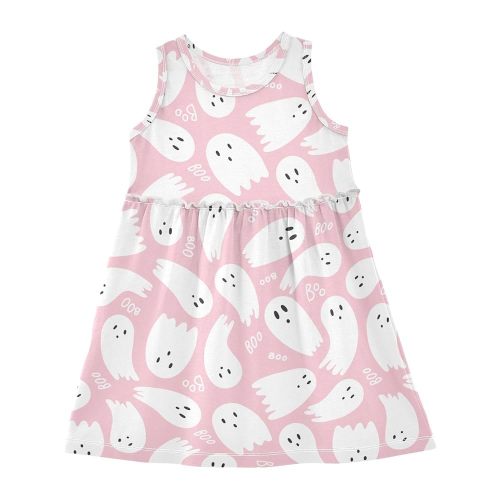 Cute Pink Ghost Dress for Girls Toddler Casual Summer Dresses Short Sleeveless Cotton Sundress Little Girls Dresses Size 6: Clothing, Shoes & Jewelry