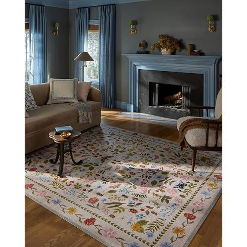 Loloi Rifle Paper Co. Canopy Collection CNP-04 Cream/Multi 5'-0" x 7'-6" Area Rug