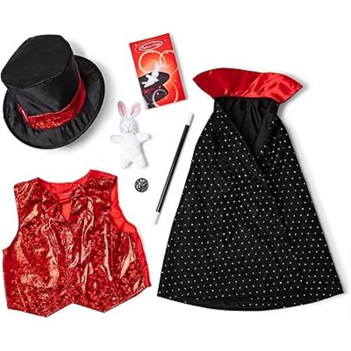 Melissa & Doug unisex-children Magician Role Play Costume Set - Includes Hat, Cape, Wand, Magic Tricks Frustration-Free Packaging