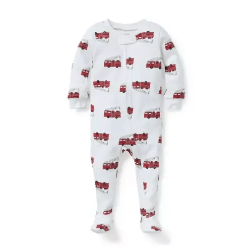 Baby White Fire Truck Baby Good Night Footed Pajama In Fire Truck by Janie and Jack