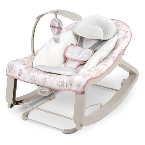 Ingenuity Keep Cozy 3-in-1 Grow with Me Vibrating Baby Bouncer Seat & Infant to Toddler Rocker, Vibrations & -Toy Bar, 0-30 Months Up to 40 lbs (Spruce)