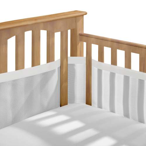 Breathable™ Mesh Liner for Full-Size Cribs, Deluxe 4mm Mesh, White Mist (Size 4FS Covers 3 or 4 Sides)