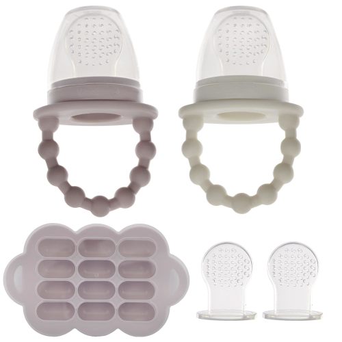 WeeSprout Silicone Baby Food Feeders + Freezer Tray for Batch Prep, Double as Teething Toys, 2-Pack