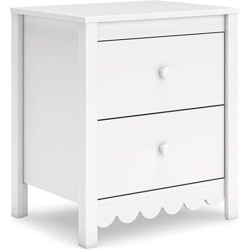 Signature Design by Ashley Hallityn Minimalist 2 Drawer Nightstand for Bedroom, 24.37" Tall, White
