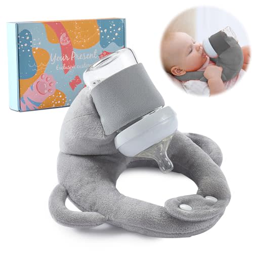 Miocololy Baby Bottle Holder,Self Feeding Support Pad for Hands Free Bottle Feeding,Drying Rack Bottle (Grey)