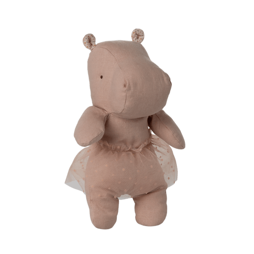 Safari friends, Hippo w. skirt, Small - Soft rose
