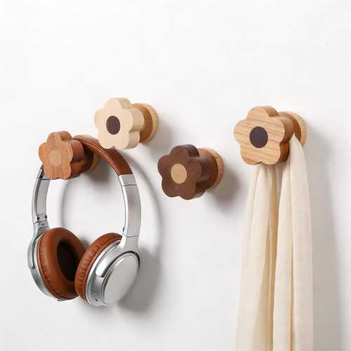 Mothers Day Gift,Wooden Flower-Shaped Coat Hooks-Single Hooks,Decorative Wall Hangers for Jackets,Hats,Bags,Perfect for Entryway or Home