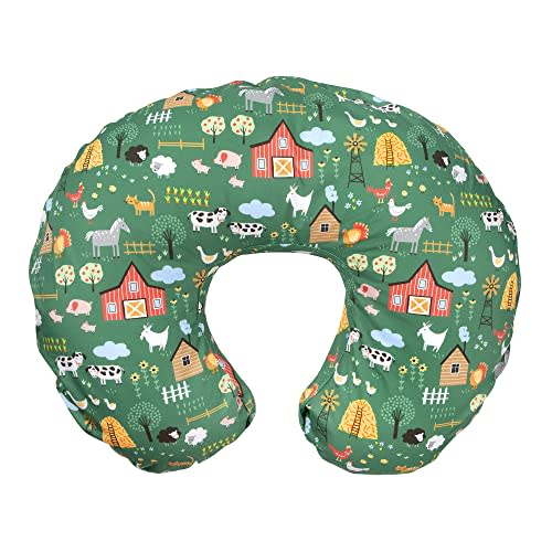 Boppy Nursing Pillow Cover—Original Green Farm Cotton Blend Fabric Fits Bare Naked, Original and Luxe Breastfeeding Pillow Awake Time Only
