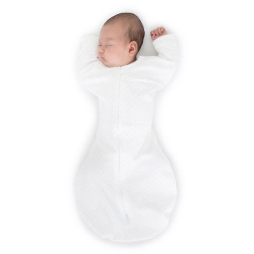 SwaddleDesigns Transitional Swaddle Sack Wearable Blanket - Sterling Polka Dots on White - M - 3-6 Months