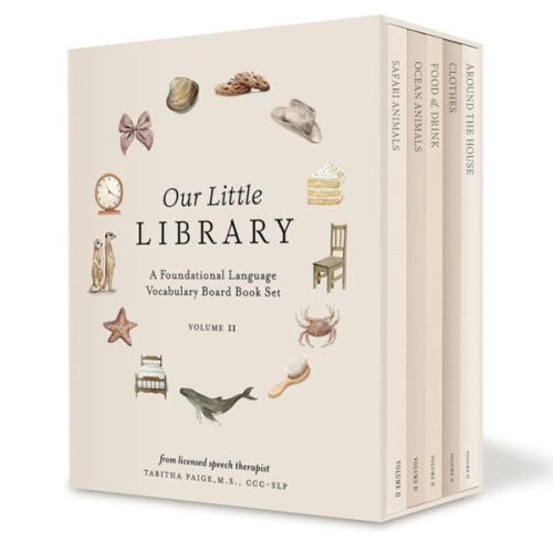 Our Little Library Vol. 2: First 100 Words Board Book Box Set, including Ocean Animals, Safari Animals, Food and Drink, Clothes, and Around the House (Tabitha Paige Children's Book Series)