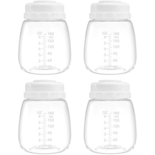 Milk Storage Bottle and Collection Bottle, Compatible with Spectra S1, S2, Motif Luna, Cimilre, Ameda MYA Pumps, Replace Spectra Bottles Wide-Mouth Bottles, 4 pc (6oz/180ml)