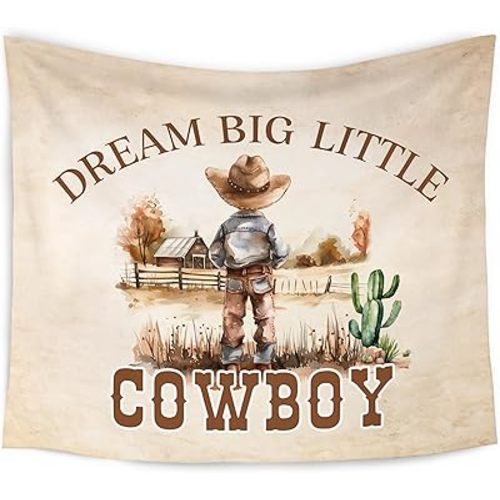 WARDOS Cowboy Nursery Tapestry, Western Boy Kids Tapestry Wall Hanging, Vintage Farmhouse Country Cowboy Western Wall Blanket Decor for Toddler Kids Boys Room Nursery Playroom, 50x60 Inch