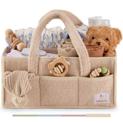 Babylicious Baby Diaper Caddy, Newborn Changing Table Organizer for Wipes and Diapers