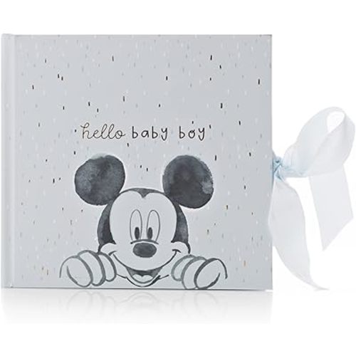 Happy Homewares Hello Baby Boy Mickey Mouse Blue Photo Album 4" x 6" - Baby Shower or New-Born Birthday Gift - Officially Licensed