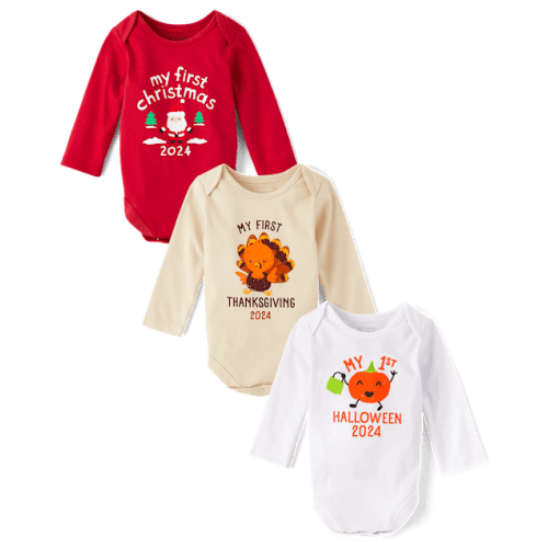 Unisex Baby First Holiday Graphic Bodysuit 3-Pack - Multi clr