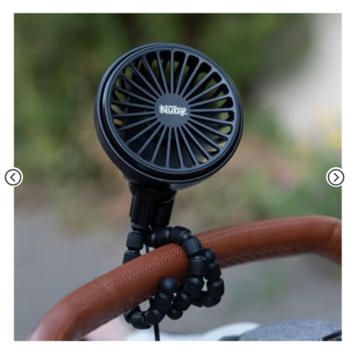 Nuby Portable 3 Speeds Usb Rechargeable Stroller Fan - Black