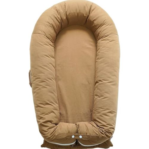 Deluxe Infant Lounger, Baby Nest Cover for Baby Girls & Boys, Newborn Essentials for Baby 0-12 Months, 100% Cotton, Portable Travel Bed (GoldenBrown)