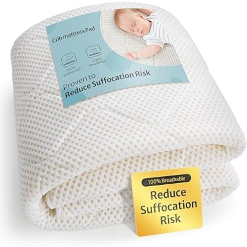 Blissful Diary Waterproof Crib Mattress Protector Pad,100% Breathable Proven to Reduce Suffocation Risk,Noiseless Baby Mattress Pad Cover Fits for Standard Baby Crib Size 52''x28'', Machine Washable