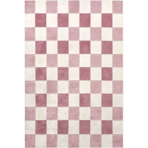 Nuloom Aubrey Checkered 5x8 Indoor Area Rug for Living Room Bedroom Dining Room Kitchen, Pink/Cream