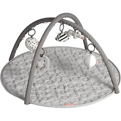 Done by Deer Activity Play Mat Deer Friends Grey - Baby Play Mat with 5 Toys for Sensory Stimulation and Early Development - Hang The Toys in 13 Different Positions on The Arches